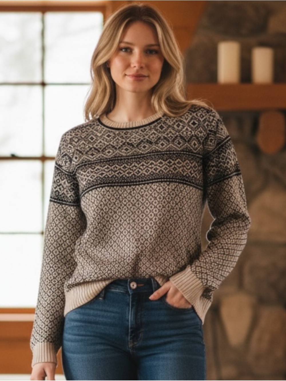 GAP Sweater Pullover Fair Isle Cotton Wool Blend  size Small